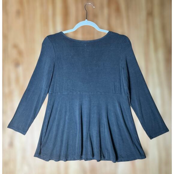 AE Soft & Sexy Sz S Tie Front Gray Flowy Babydoll Peplum Tunic Top Boho Casual - Picture 3 of 8